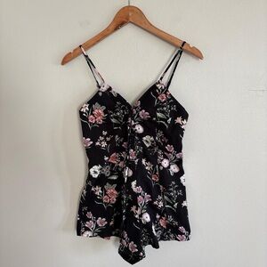 Forever 21 Black Floral Romper